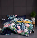 Tropical flamingo navy blue duvet cover bedroom bedding set