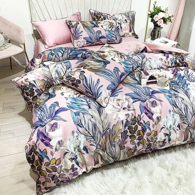 Luxury navy & gold egyptian cotton quilted bedding set bedroom