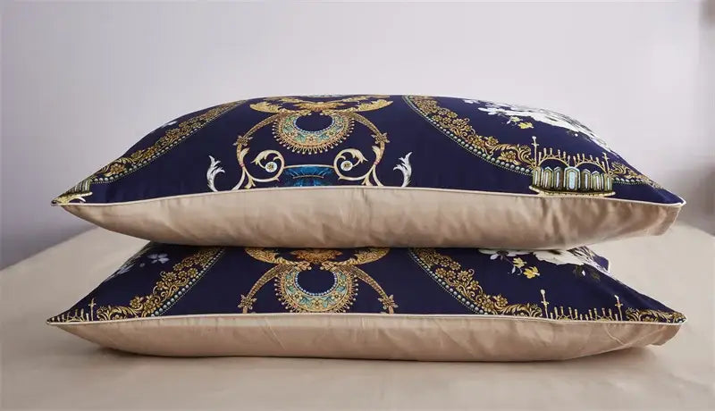 Luxury teal & brown egyptian cotton duvet cover bedroom bedding set