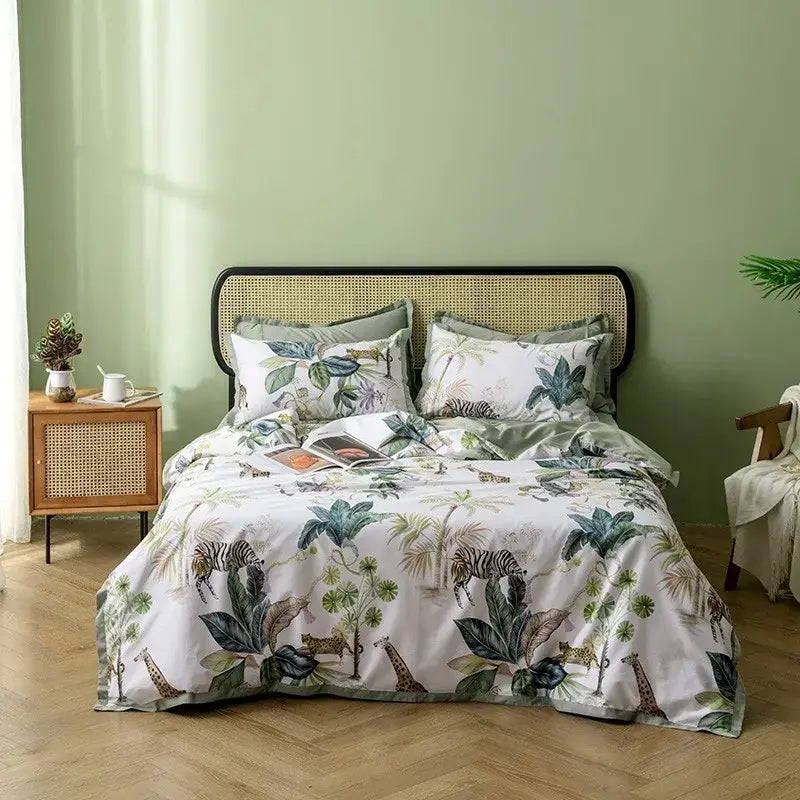 Tropical flamingo navy blue duvet cover bedroom bedding set
