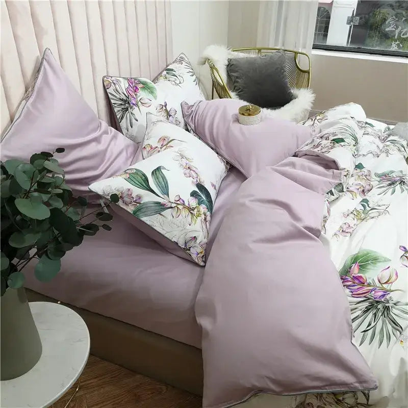 Tropical flamingo navy blue duvet cover bedroom bedding set