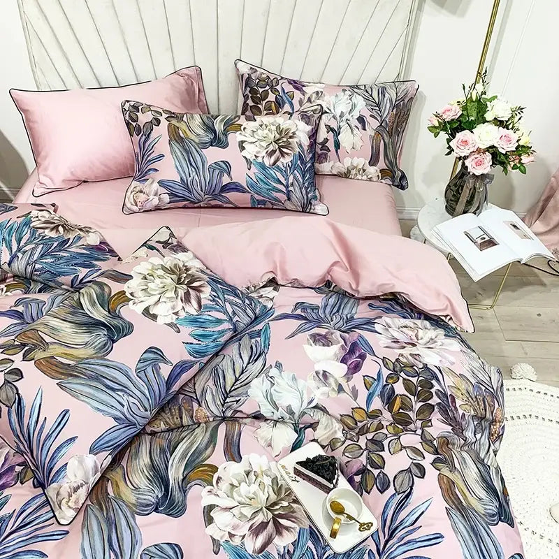 Navy blue egyptian cotton feather duvet cover bedroom bedding set