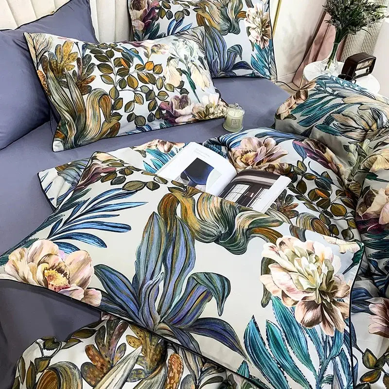 Navy blue egyptian cotton feather duvet cover bedroom bedding set