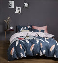 Navy blue egyptian cotton feather duvet cover bedroom bedding set