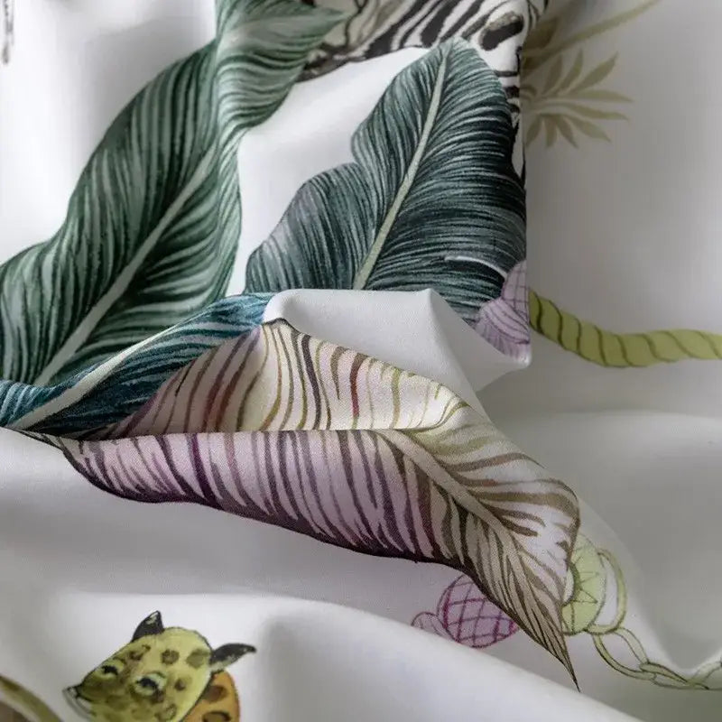 Botanical egyptian cotton duvet cover and pillowcases bedroom set