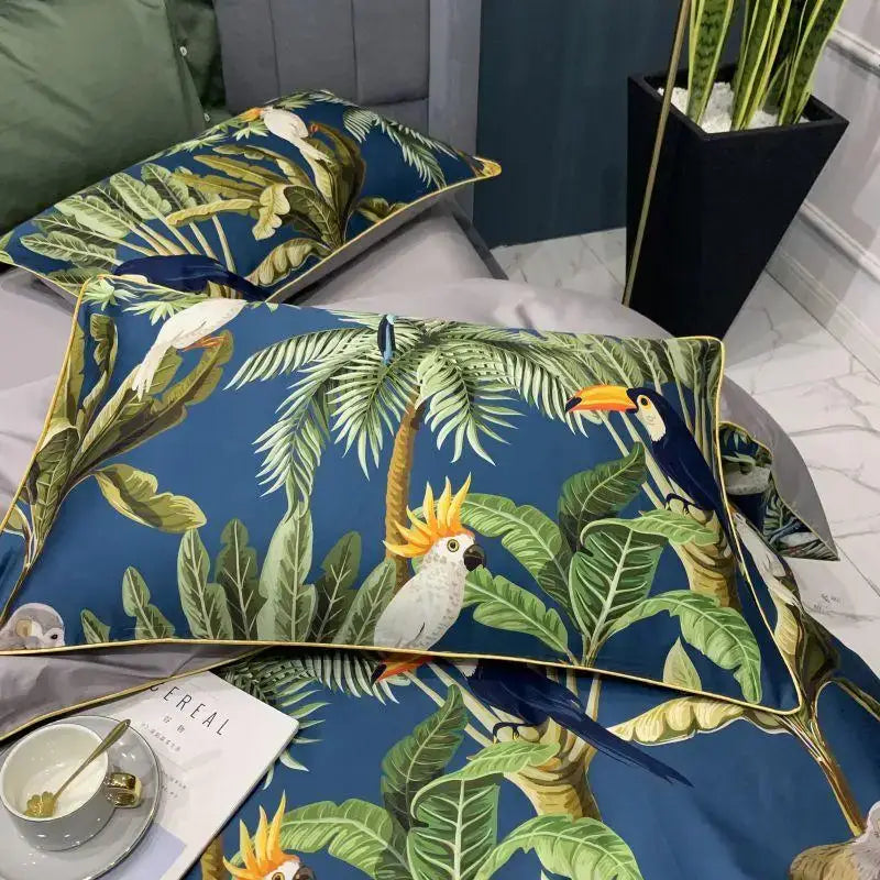 Luxury egyptian cotton floral duvet cover and pillowcase bedroom set