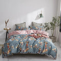 Blue & pink egyptian cotton floral duvet cover bedroom set