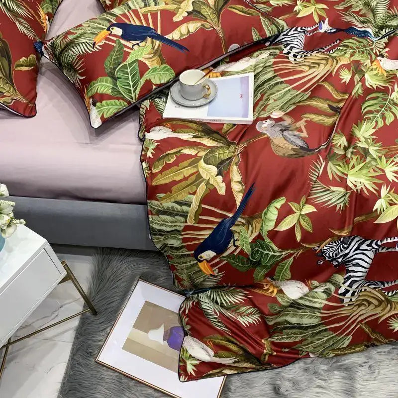 Luxury navy & gold floral paisley duvet cover bedroom bedding set