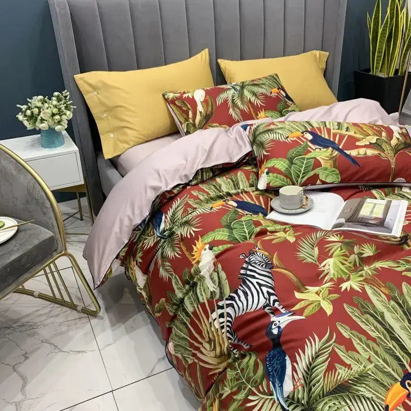 Luxury navy & gold floral paisley duvet cover bedroom bedding set