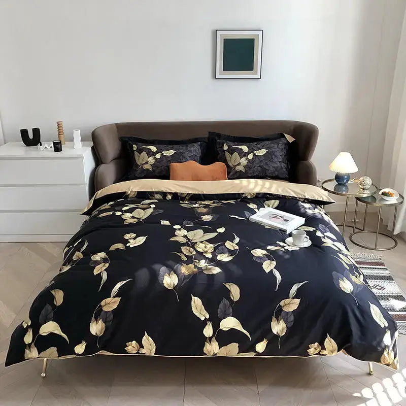 Luxury blue tropical flamingo duvet cover bedroom set with pillowcases