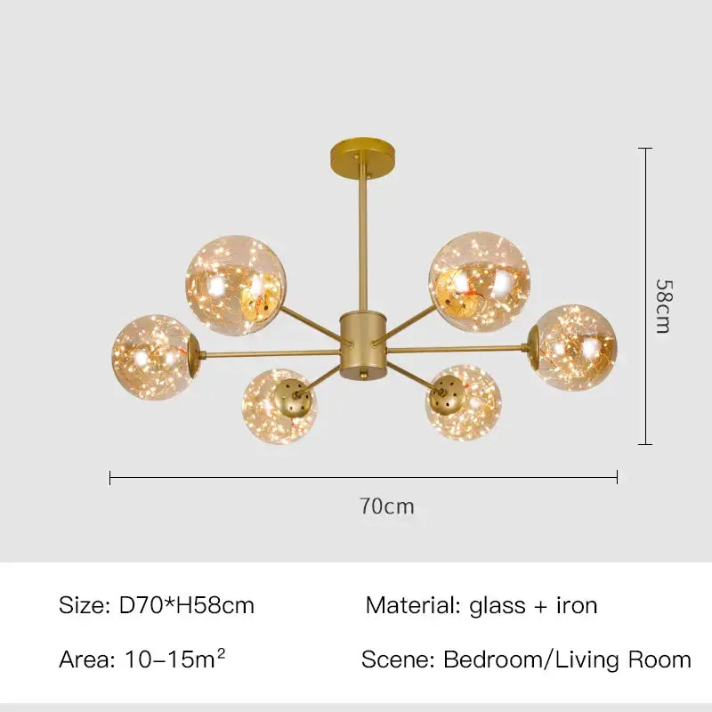 Modern black glass ball chandelier – living room remote control light