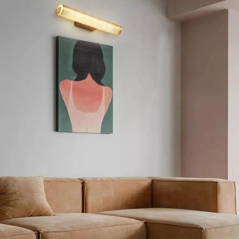 Luxury perforated gold wall sconce bedroom cylindrical light