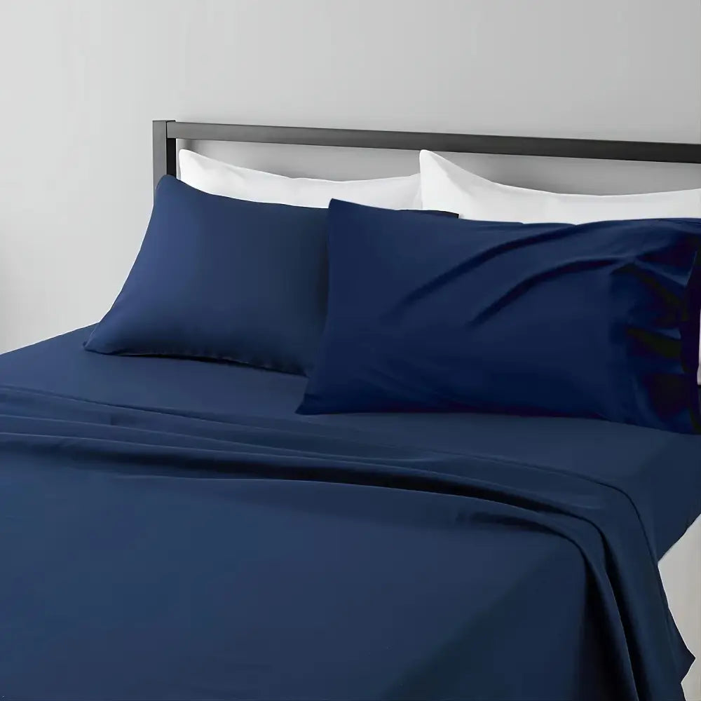 Gray satin luxury bed sheet set with pillowcases bedroom cooling