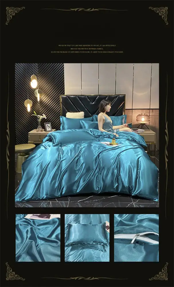 Luxury pink mulberry silk duvet cover set bedroom bedding