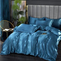 Luxury teal satin bedding set – bedroom duvet cover