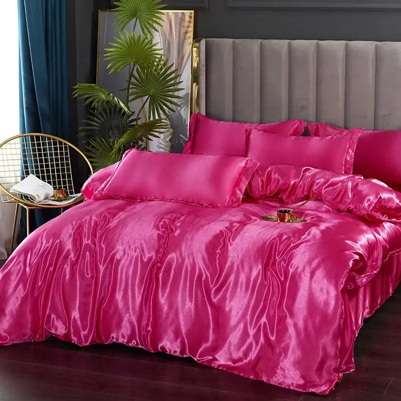 Luxury teal satin bedding set – bedroom duvet cover