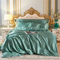 Luxury teal satin bedding set – bedroom duvet cover with sheets