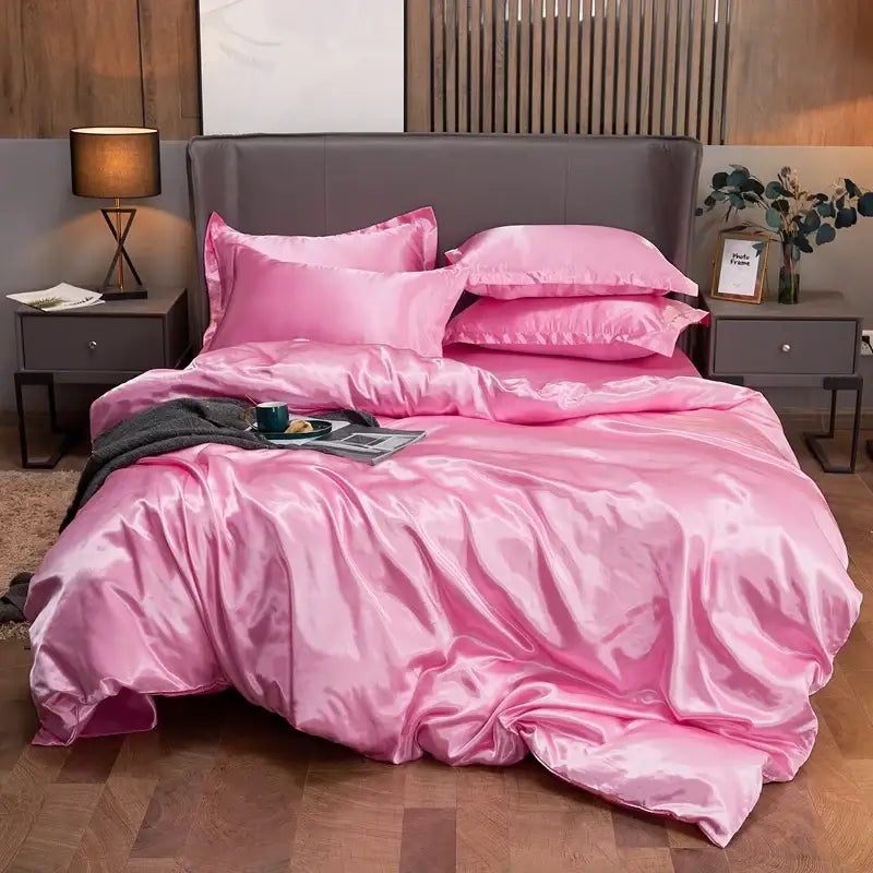 Luxury emerald satin solid color bedding set bedroom duvet cover