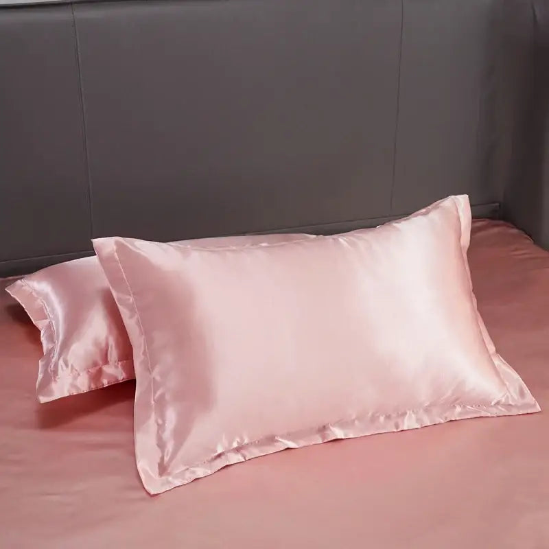 Peach & dark gray satin solid color bedding set bedroom pcduvet cover