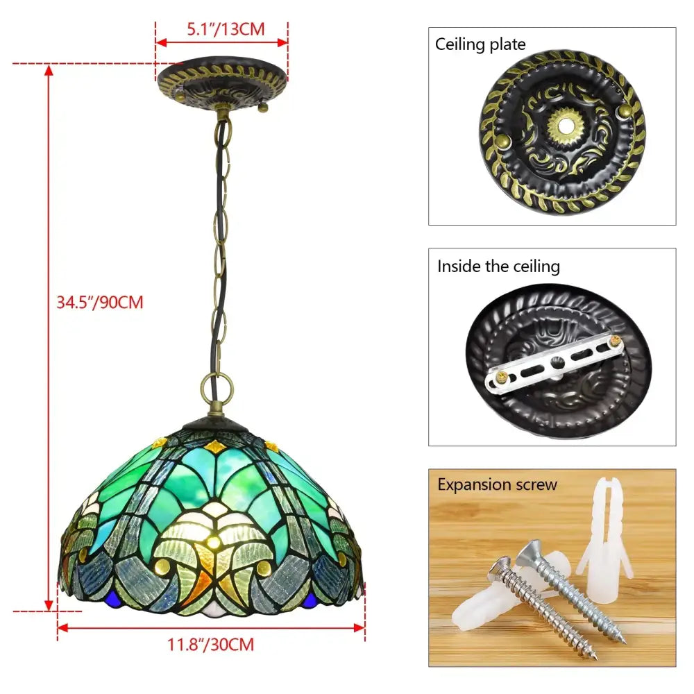 Tiffany style rose stained glass pendant light dining room