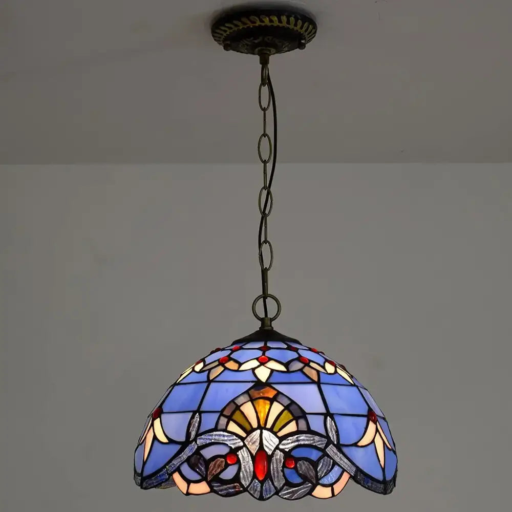 Tiffany style rose stained glass pendant light dining room