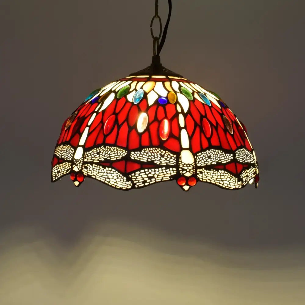 Tiffany style rose stained glass pendant light dining room