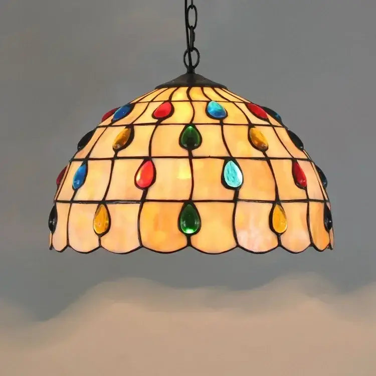 Tiffany style rose stained glass pendant light dining room