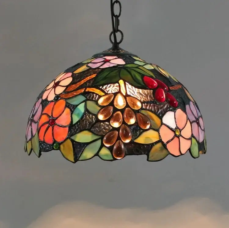 Tiffany style rose stained glass pendant light dining room