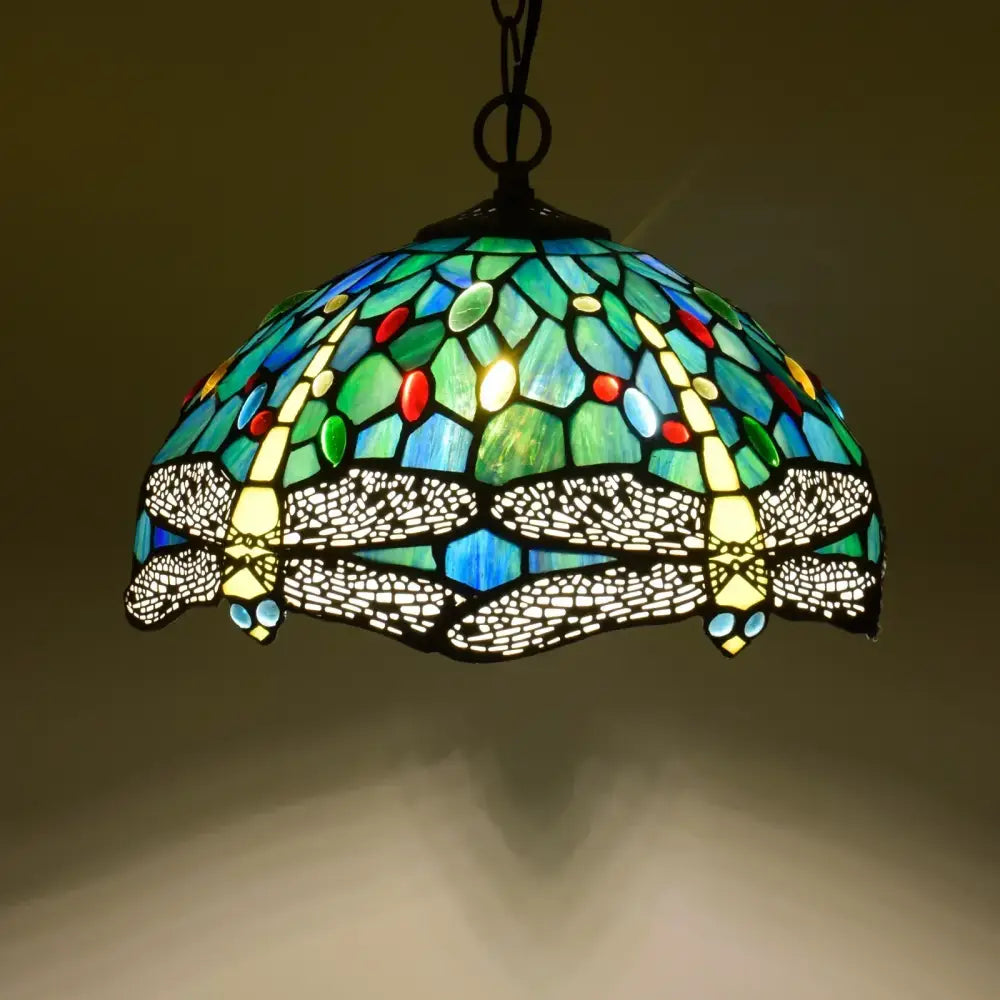 Tiffany style rose stained glass pendant light dining room