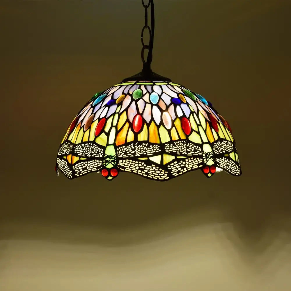 Tiffany style rose stained glass pendant light dining room