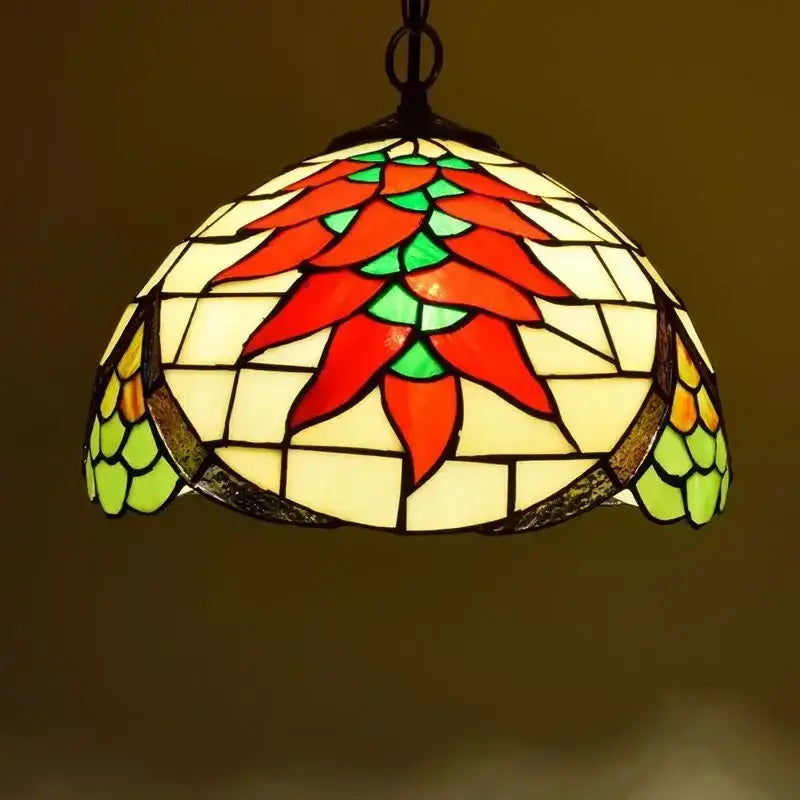 Tiffany style rose stained glass pendant light dining room