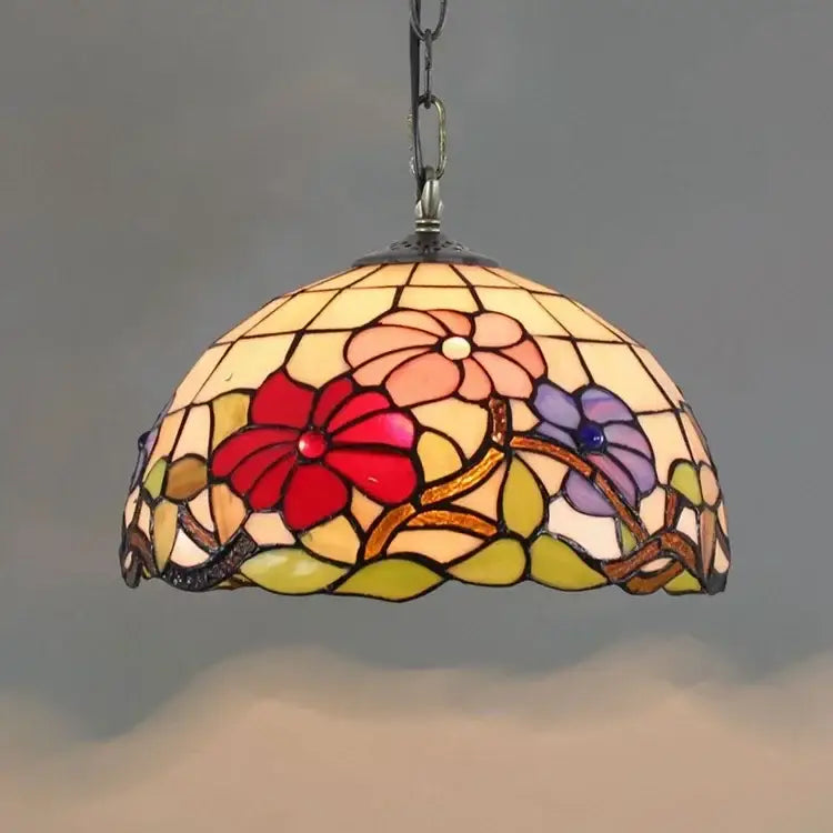Tiffany style rose stained glass pendant light dining room