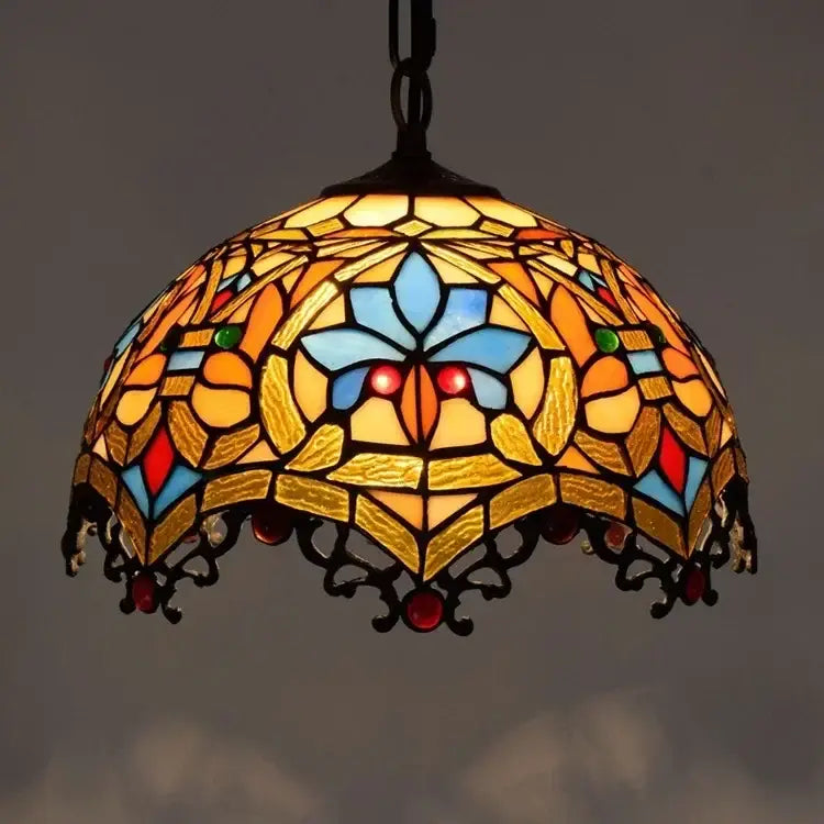Tiffany style rose stained glass pendant light dining room
