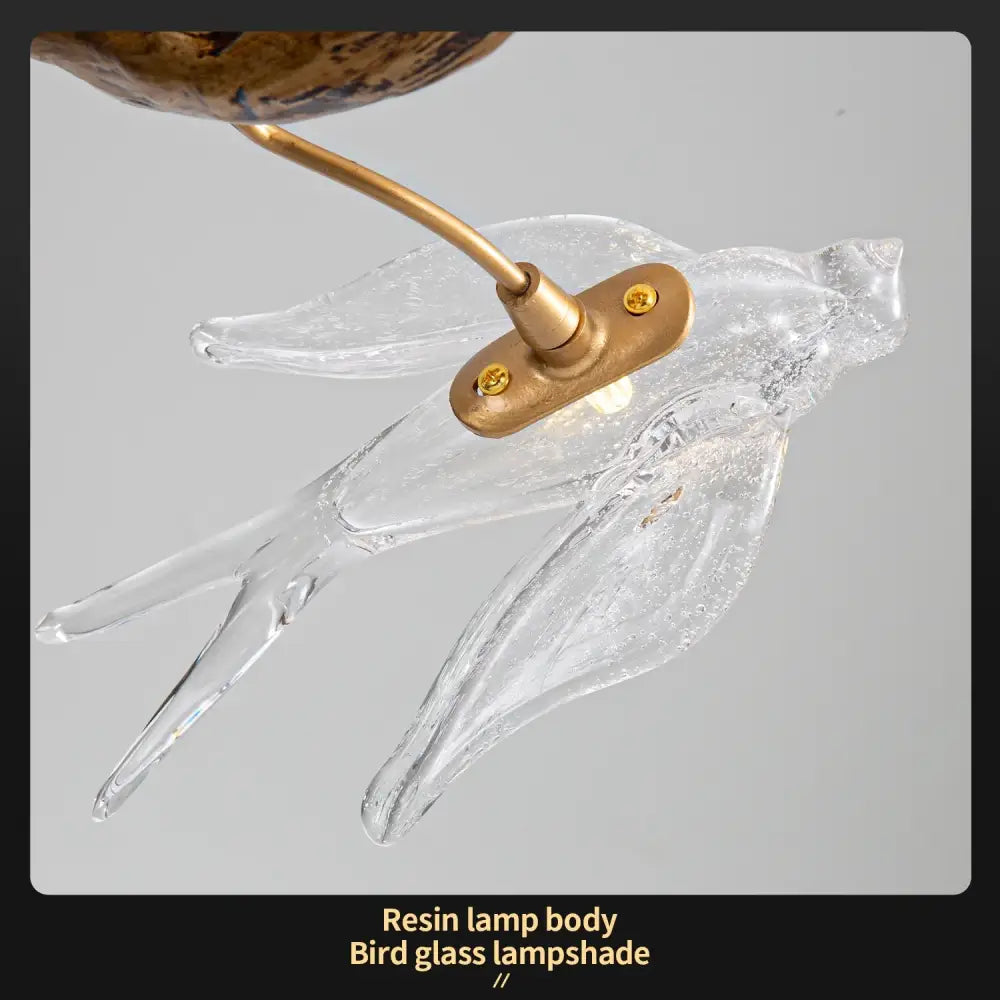 Vintage gold glass bird chandelier dining room dragonfly branch light