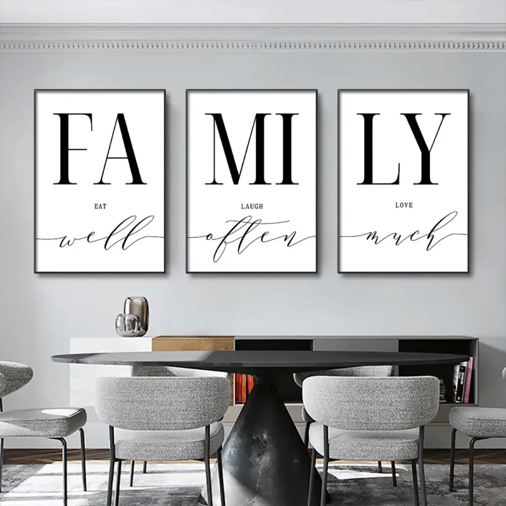 Modern black and white family wall art – living room luxury set