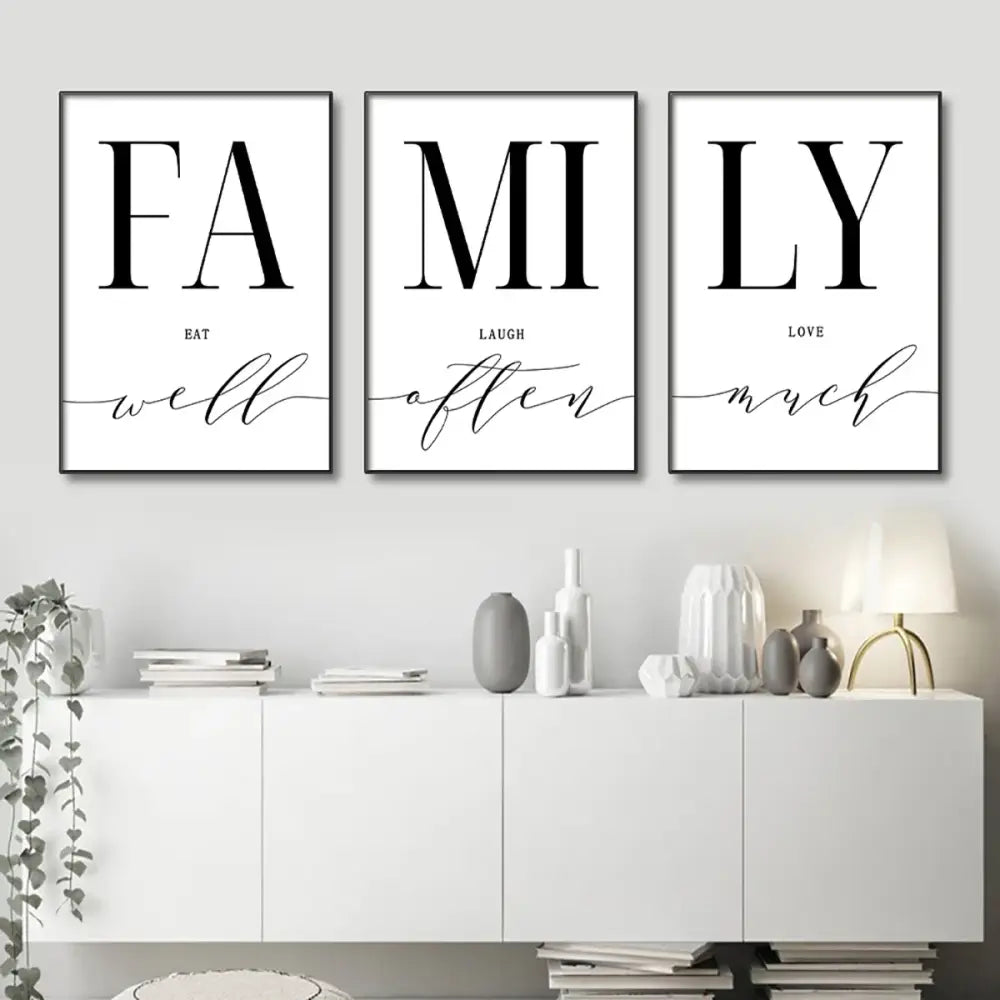 Modern black and white family wall art – living room luxury set