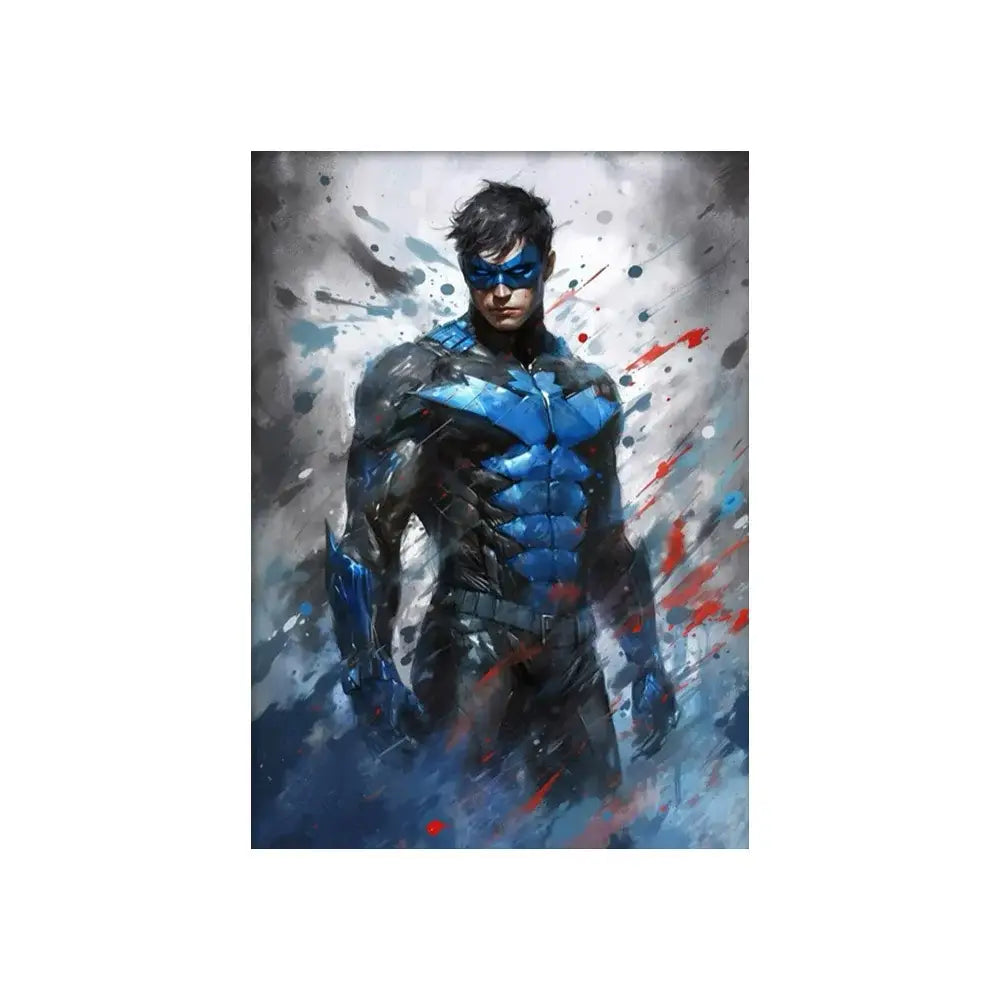Vibrant stylized superhero canvas wall art for kids bedroom