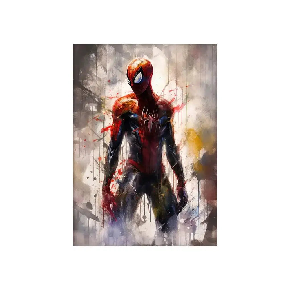 Vibrant stylized superhero canvas wall art for kids bedroom