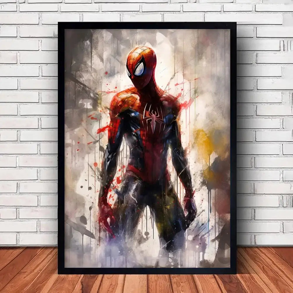 Vibrant stylized superhero canvas wall art for kids bedroom