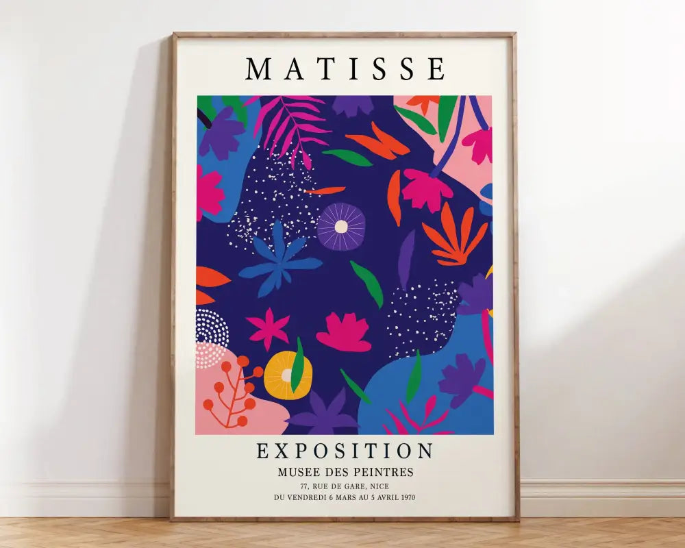 Matisse floral cut outs framed art red & pink living room poster