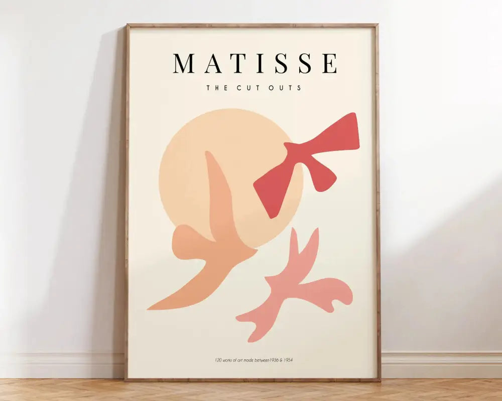 Matisse floral art print pink & red framed living room wall decor