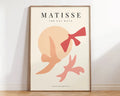 Minimalist peach & coral matisse floral art prints living room decor