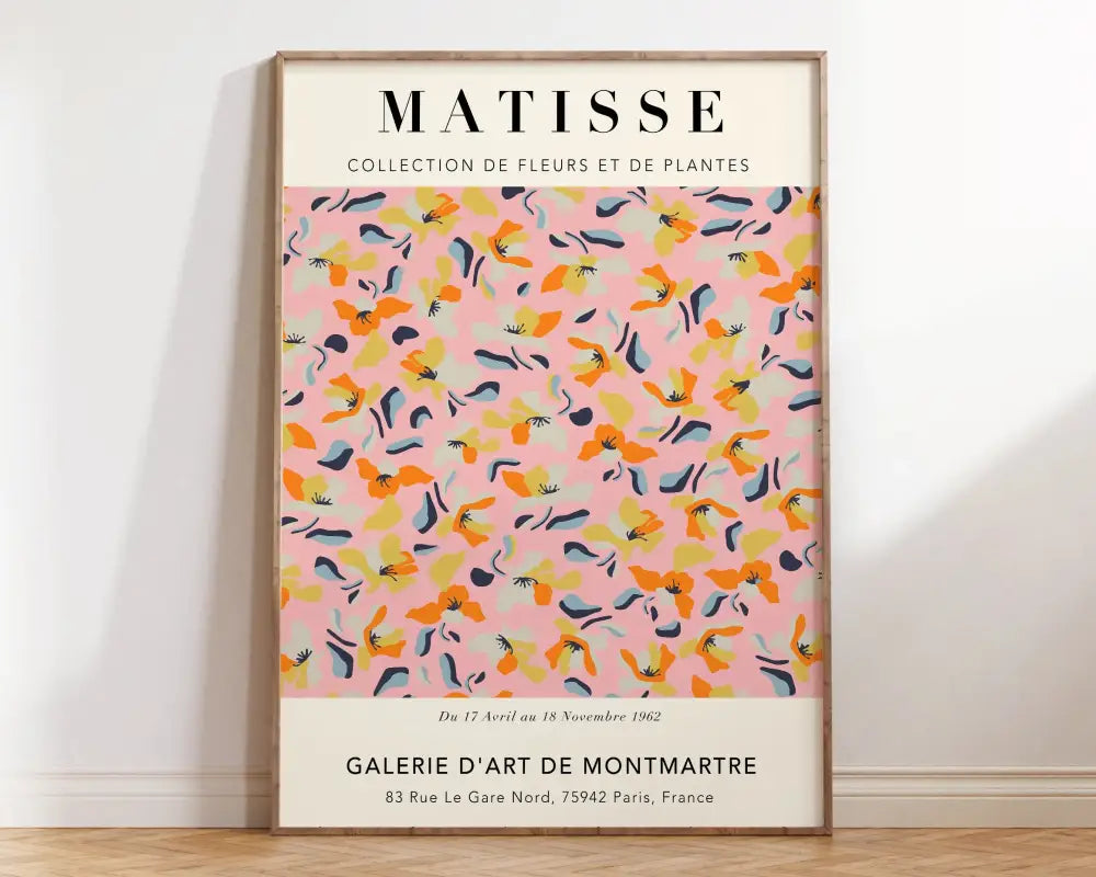 Matisse collection cream & pink floral abstract print bedroom wall art