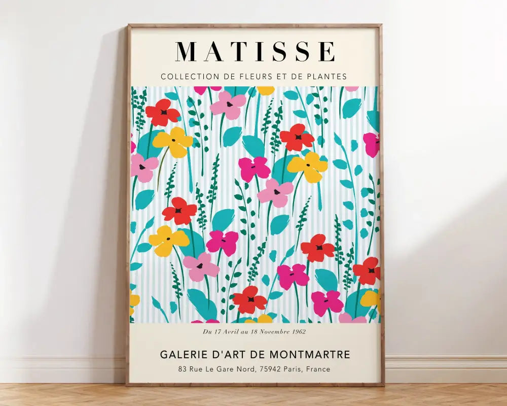 Minimalist matisse floral art print beige & black living room decor