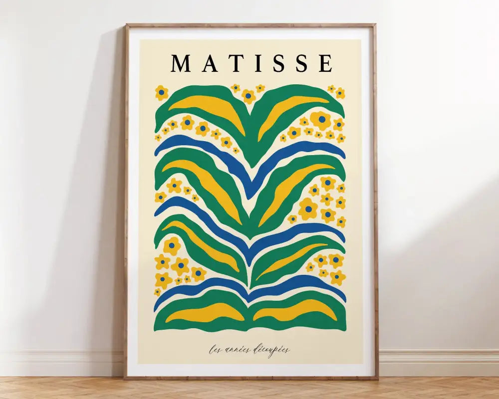 Minimalist beige matisse floral art print bedroom framed poster