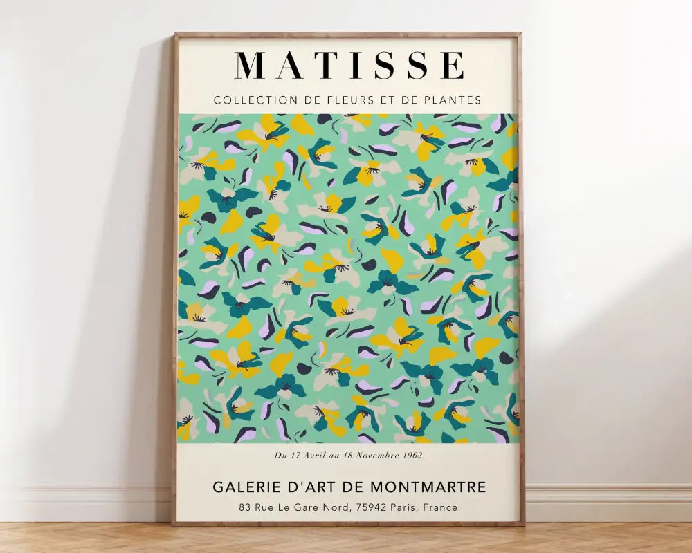 Abstract orange & lavender matisse floral art – living room poster