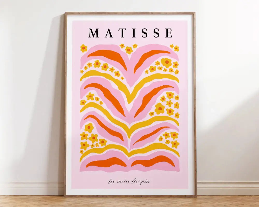 Vibrant matisse floral art framed canvas bedroom wall decor