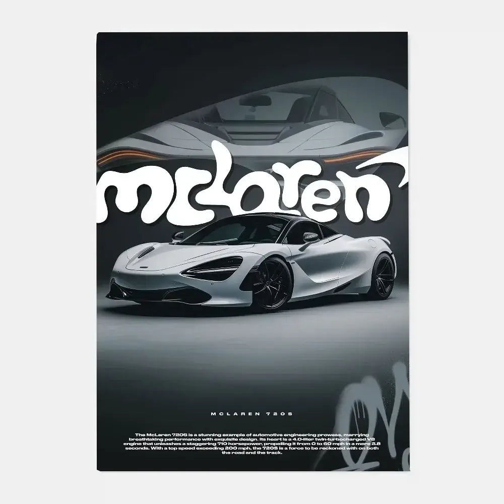 Luxury silver sports car gtr luxury poster living room wall art