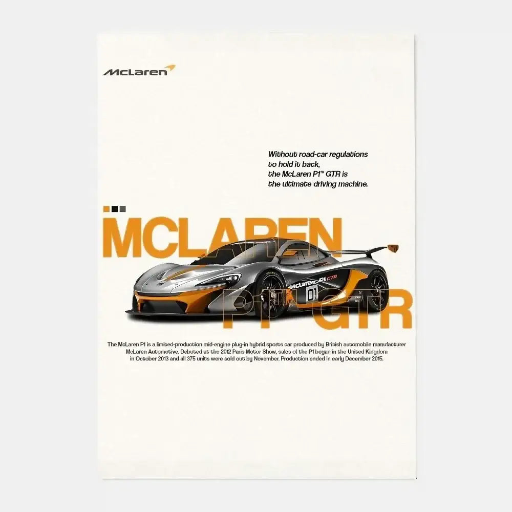 Luxury silver sports car gtr luxury poster living room wall art