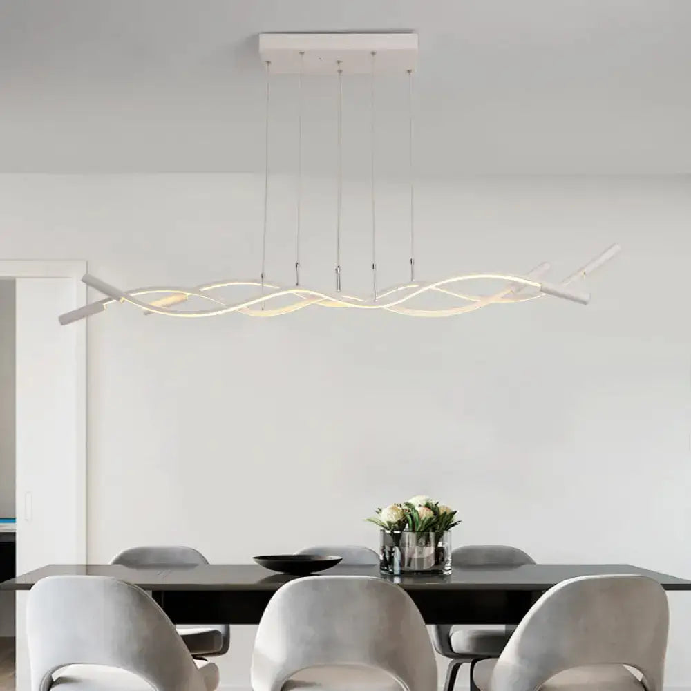 Modern black & white wavy led pendant light dining room fixture